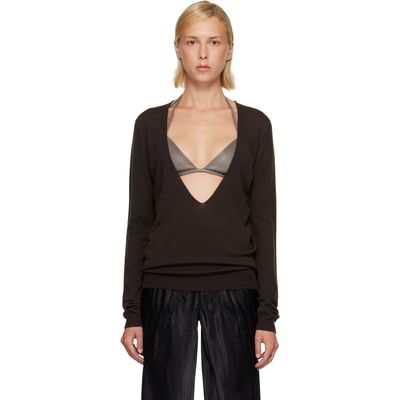 Rick Owens Rick Owens Brown Tower Extreme V-Neck Sweater