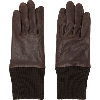 Rick Owens Rick Owens Brown Tower Rib Cuff Gloves