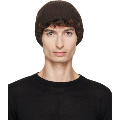 Rick Owens Rick Owens Brown Tower Ribbed Beanie