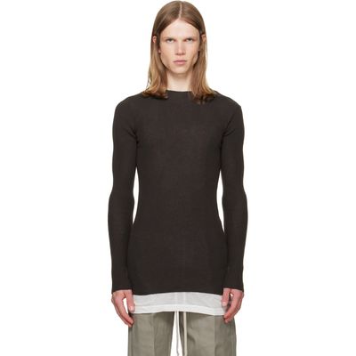 Rick Owens Rick Owens Brown Tower Ribbed Round Neck Sweater