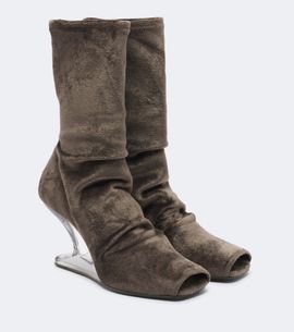Rick Owens Rick Owens Cantilever velvet jersey wedge boots