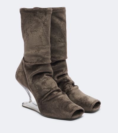Rick Owens Rick Owens Cantilever velvet jersey wedge boots