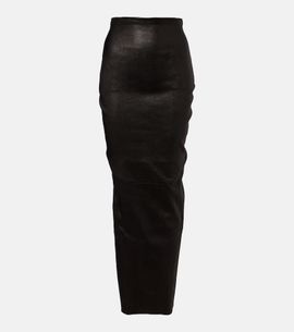 Rick Owens Rick Owens Dirt Pillar leather and cotton midi skirt