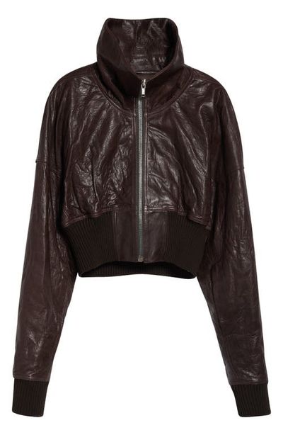Rick Owens Rick Owens Dracuflight Crop Leather Bomber Jacket