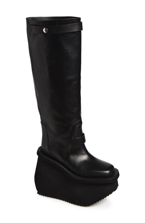 Rick Owens Rick Owens Factory Pull-On Platform Wedge Knee High Boot