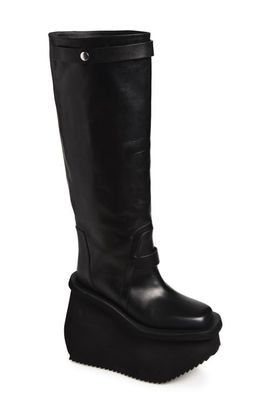 Rick Owens Rick Owens Factory Pull-On Platform Wedge Knee High Boot