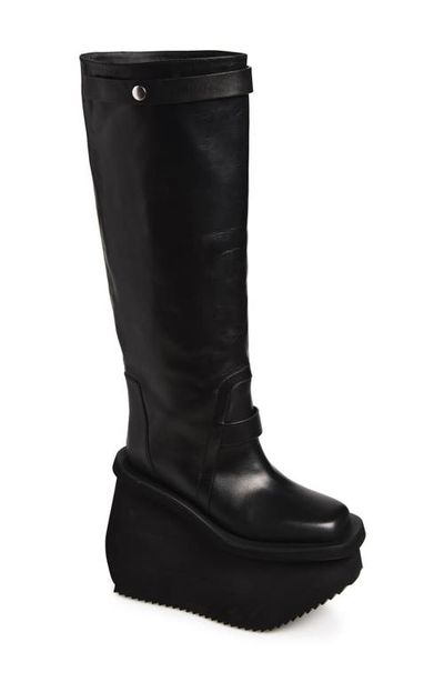 Rick Owens Rick Owens Factory Pull-On Platform Wedge Knee High Boot