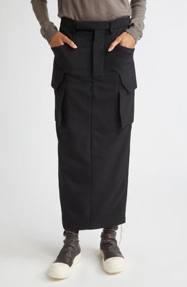 Rick Owens Rick Owens Firbanks Virgin Wool Twill Cargo Skirt