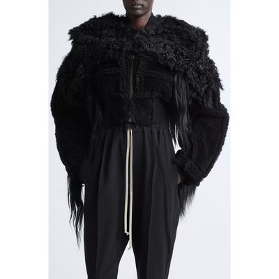Rick Owens Rick Owens Genuine Shearling and Goat Hair Bomber Jacket