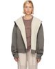Rick Owens Rick Owens Gray & Off-White Tower Reversible Robe Hoodie - 1