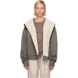 Rick Owens Rick Owens Gray & Off-White Tower Reversible Robe Hoodie