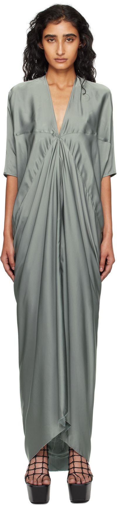 rick owens grey dress Rick Owens Gray Slip Maxi Dress In 34 Dust