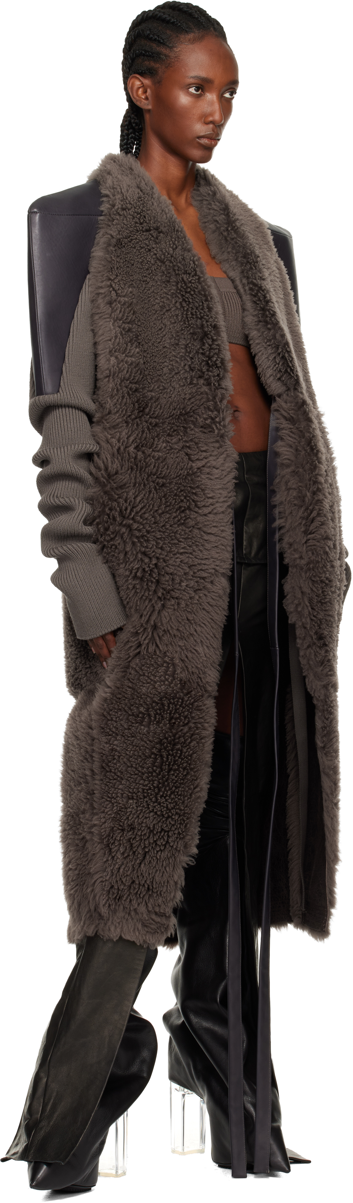 Rick Owens - Gray Concordians SL Cyclops Reversible Shearling Coat
