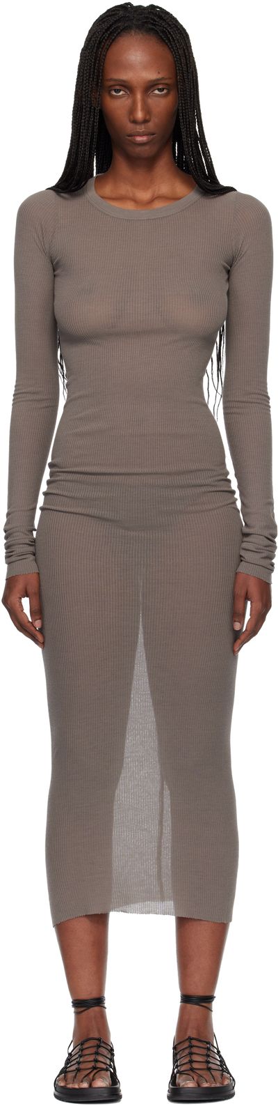 Rick Owens Rick Owens Gray Temple Rib LS Midi Dress