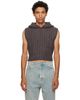 Rick Owens Rick Owens Gray Tower Cropped Hooded Tank Top - 1