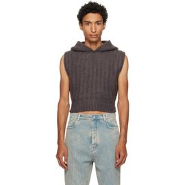 Rick Owens Rick Owens Gray Tower Cropped Hooded Tank Top