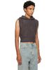 Rick Owens Rick Owens Gray Tower Cropped Hooded Tank Top - 2