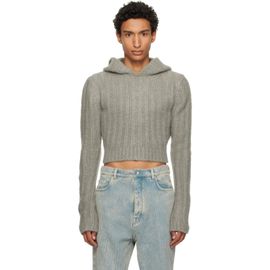 Rick Owens Rick Owens Gray Tower Cropped Hoodie
