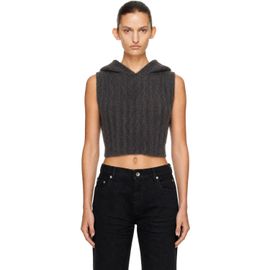 Rick Owens Rick Owens Gray Tower Cropped Tank Hoodie
