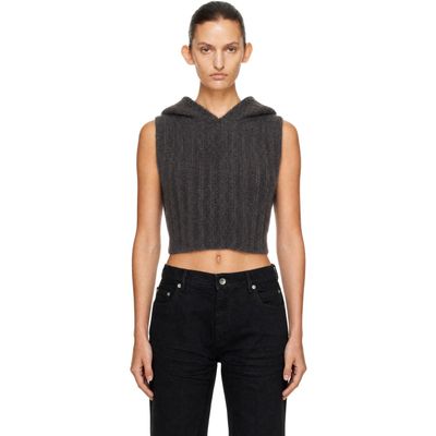 Rick Owens Rick Owens Gray Tower Cropped Tank Hoodie