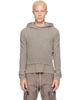Rick Owens Rick Owens Gray Tower Dust Felt Cashmere Cropped Hoodie - 1