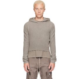 Rick Owens Rick Owens Gray Tower Dust Felt Cashmere Cropped Hoodie