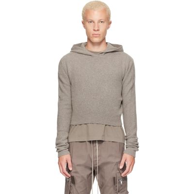 Rick Owens Rick Owens Gray Tower Dust Felt Cashmere Cropped Hoodie