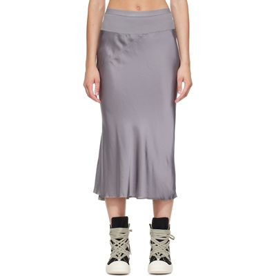 Rick Owens Rick Owens Gray Tower Knee Bias Midi Skirt
