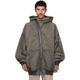Rick Owens Rick Owens Gray Tower Mountain Hun Hoodie Bomber Jacket