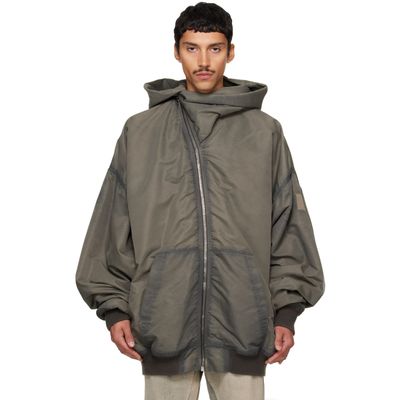 Rick Owens Rick Owens Gray Tower Mountain Hun Hoodie Bomber Jacket