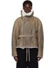 Rick Owens Rick Owens Gray Tower Shearling Cropped Flight Jacket - 1