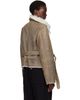 Rick Owens Rick Owens Gray Tower Shearling Cropped Flight Jacket - 3
