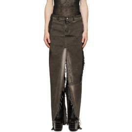 Rick Owens Rick Owens Gray Tower Sliced Denim Maxi Skirt