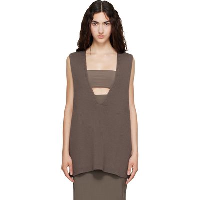 Rick Owens Rick Owens Gray Tower Wool Knit V Neck Vest
