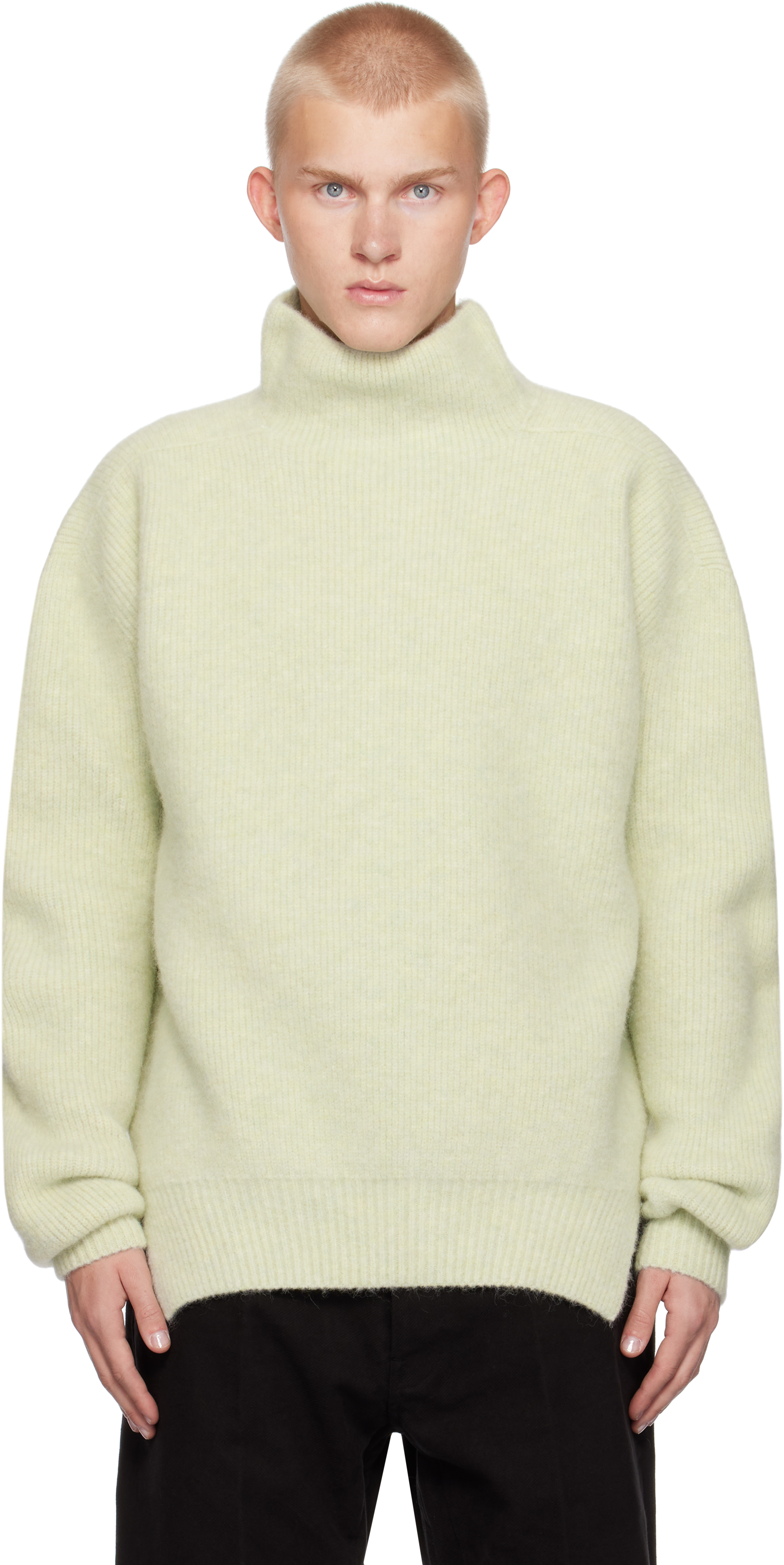 Rick owens フィッシャーマンニット Rick Owens - Green Porterville Alpaca Knit Fisherman Tabard Turtleneck
