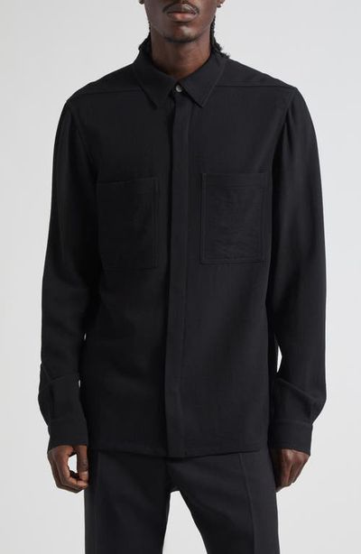 Rick Owens Rick Owens Hollywood Fog Pocket Wool Overshirt