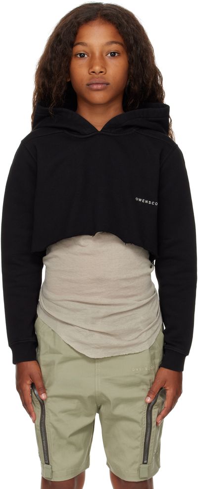 Rick Owens Rick Owens Kids Black Hollywood Cropped Hoodie