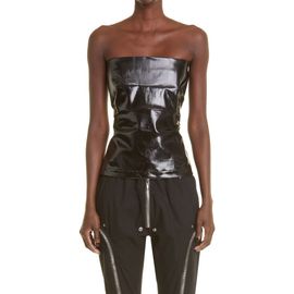 Rick Owens Rick Owens Lacquered Stretch Denim Strapless Bustier Top