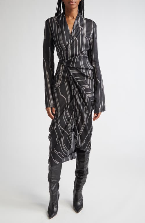 Rick Owens Rick Owens Long Sleeve Satin Wrap Dress