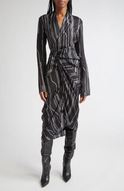 Rick Owens Rick Owens Long Sleeve Satin Wrap Dress
