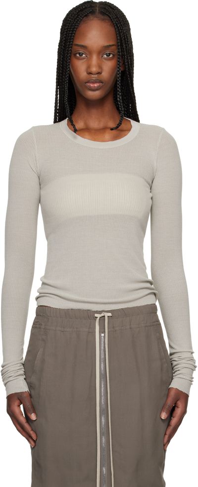 Rick Owens Rick Owens Off-White Temple Cropped Rib LS T-shirt