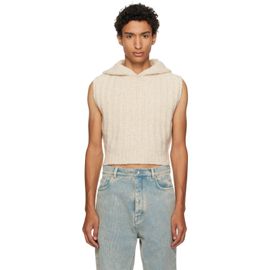 Rick Owens Rick Owens Off-White Tower Cropped Hooded Tank Top