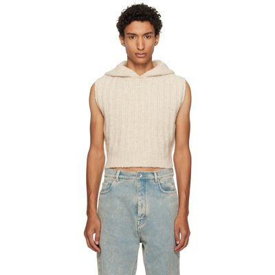 Rick Owens Rick Owens Off-White Tower Cropped Hooded Tank Top