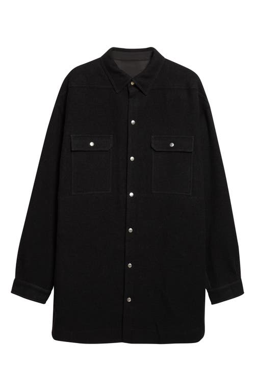 Rick Owens Rick Owens Oversize Tower Wool Melton Snap-Up Overshirt