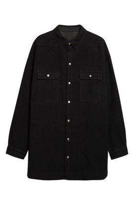 Rick Owens Rick Owens Oversize Tower Wool Melton Snap-Up Overshirt