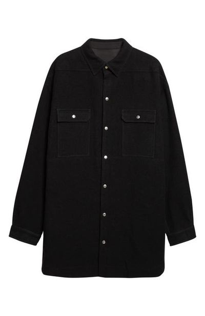 Rick Owens Rick Owens Oversize Tower Wool Melton Snap-Up Overshirt
