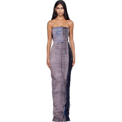 Rick Owens Rick Owens Pink & Navy Tower Bustier Denim Maxi Dress