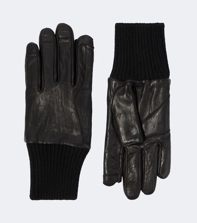 Rick Owens Rick Owens Ribbed-knit leather gloves