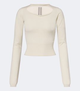 Rick Owens Rick Owens Slashed cut-out cropped virgin wool sweater