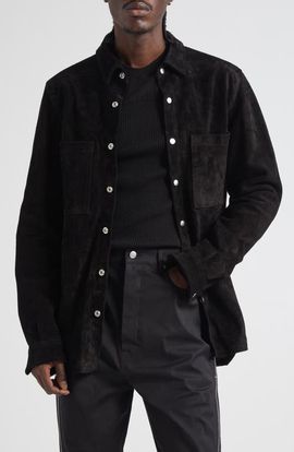 Rick Owens Rick Owens Suede Snap-Up Overshirt
